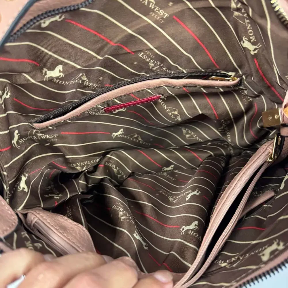Montana West Large Leather Hobo Handbag for Women Concealed Carry Studded Purse